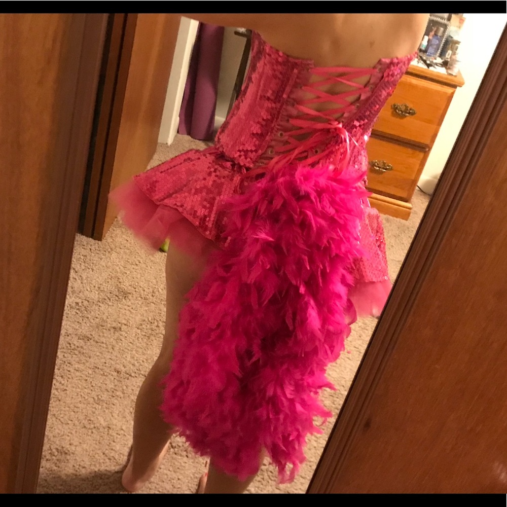 Sexy hot pink flamingo costume .